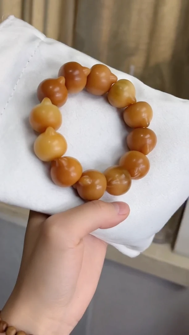 菩提根/象牙果手串w60干磨猫猫头23mm