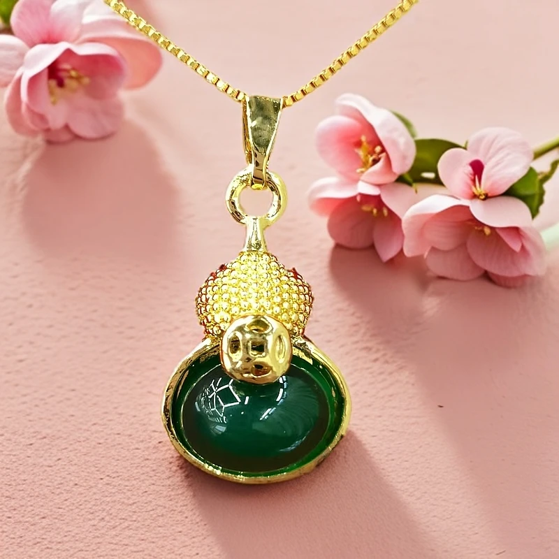 【梦梦专属】【证书+精美礼盒】合金镶嵌祥云葫芦吊坠赠合金链DD10912