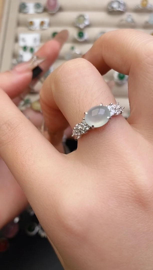 银S925镶嵌戒指翡翠0