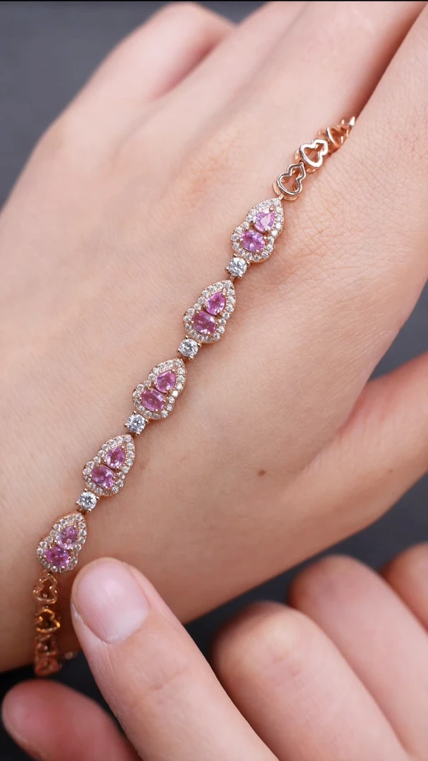 彩色蓝宝石手链银S925镶嵌手链