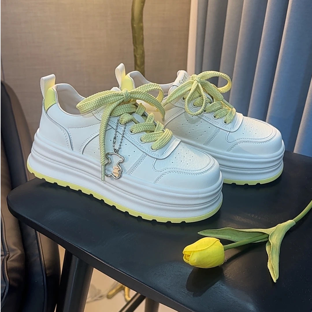 丹丹精选--2899-1新款撞色厚底系鞋带百搭休闲板鞋