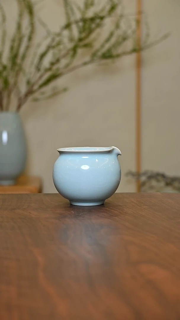 胖公道 天青 支钉烧 微瑕 朱家汝窑款