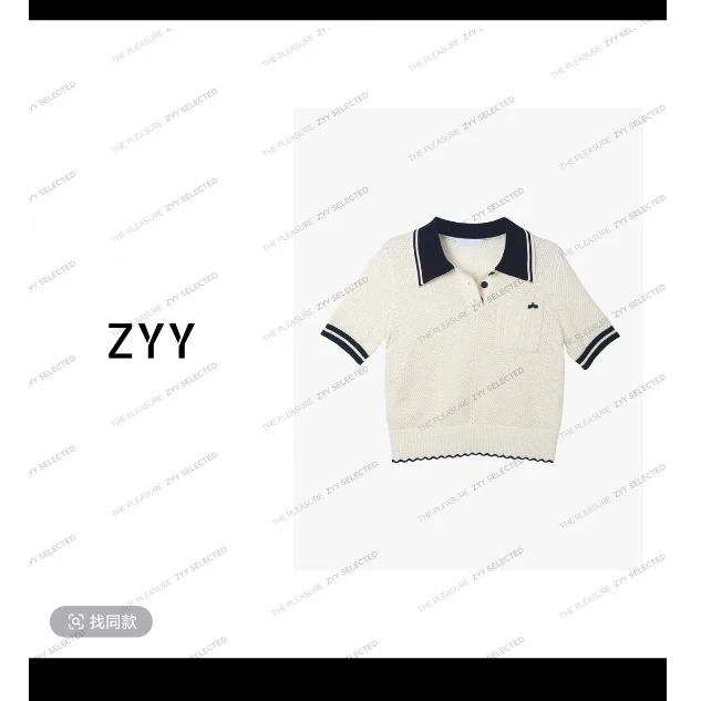 ZYY【布丁香颂】2025S/S铭顺学院风减龄POLO镂空衫女X25CT629