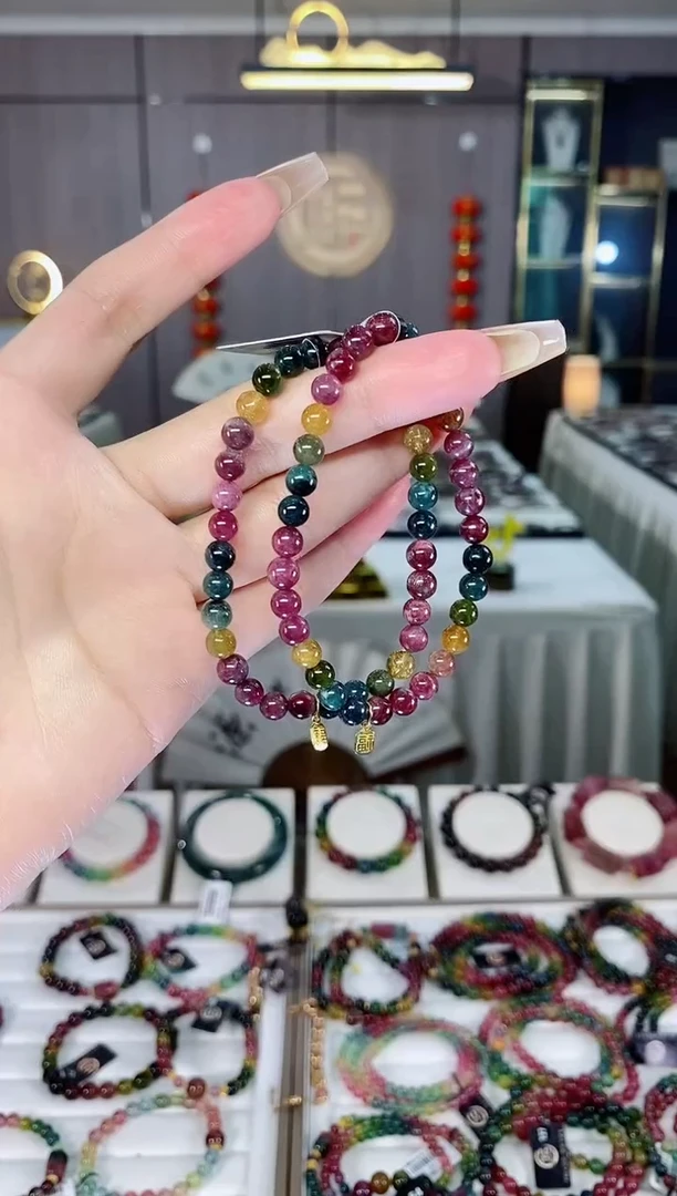 老矿碧玺单圈手串5mm+未镶嵌碧玺mz多样性发货一条