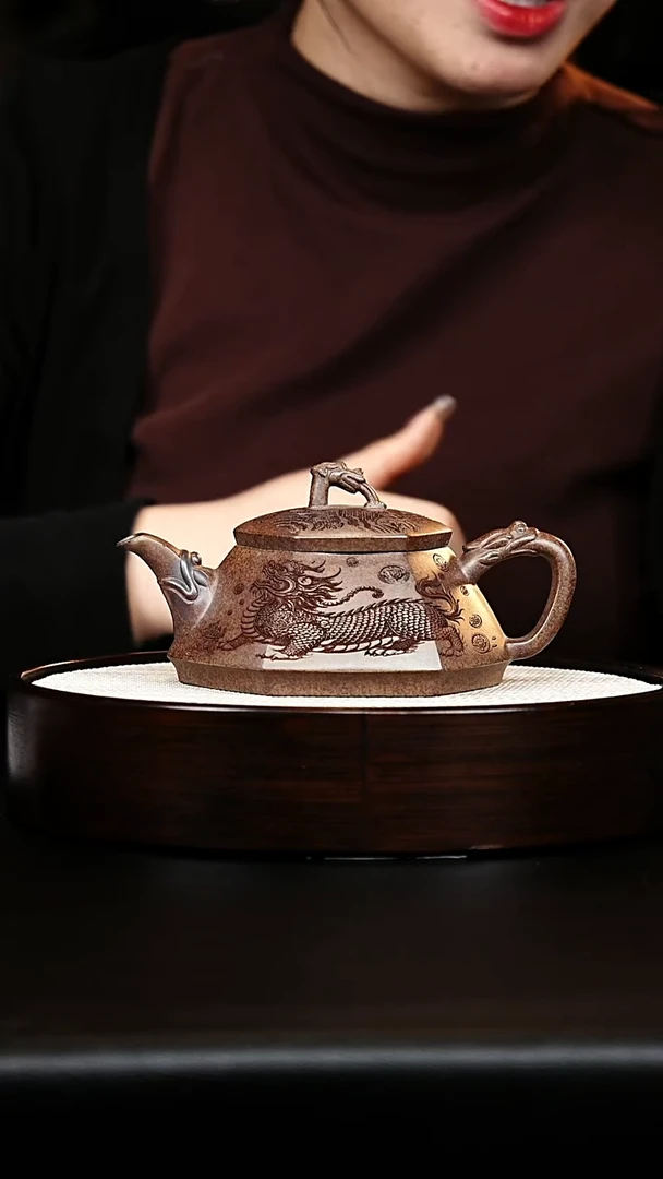 茶壶紫砂龙韵壶