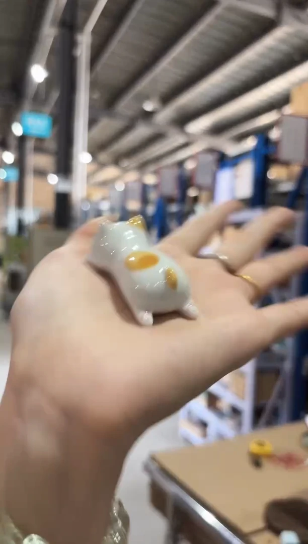 ゆる猫 箸置（大） ブチ　オレンジ