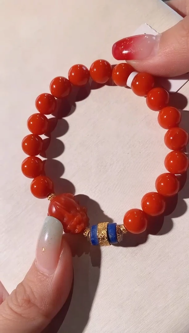 未镶嵌手链南红玛瑙瓦西南红貔貅设计款单圈8.5+mm