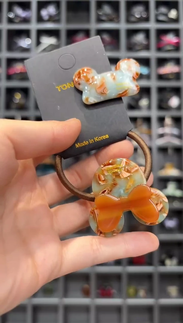 醋酸非金属韩国醋酸品牌发饰超厚米奇边夹头绳两个一组