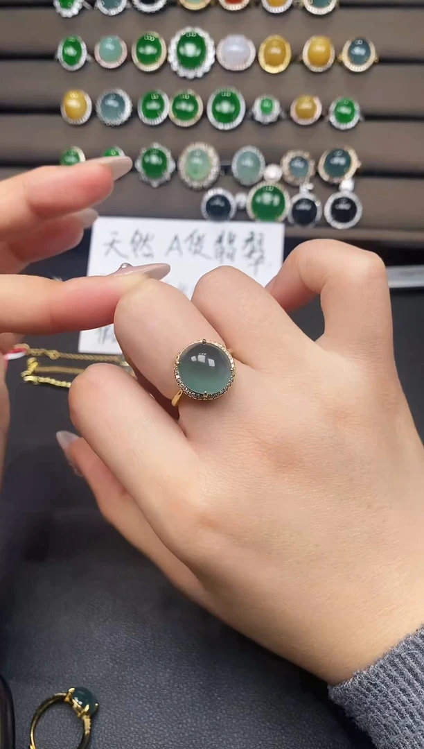 银S925镶嵌戒指翡翠111