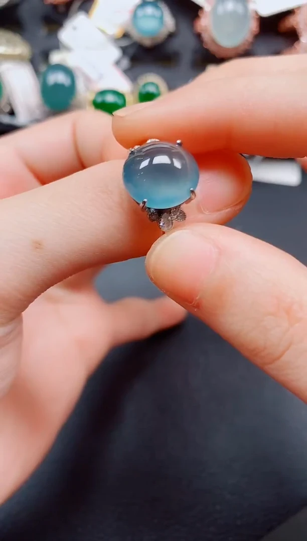 银S925镶嵌戒指翡翠翡翠