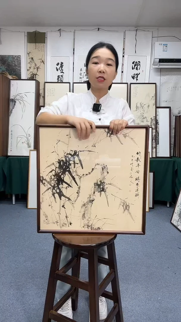 国画52*52实木画框京东包邮手绘