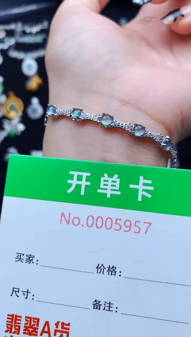 银S925镶嵌手链翡翠許*当5957