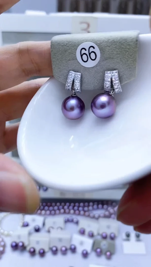 银S925镶嵌淡水珍珠耳饰66