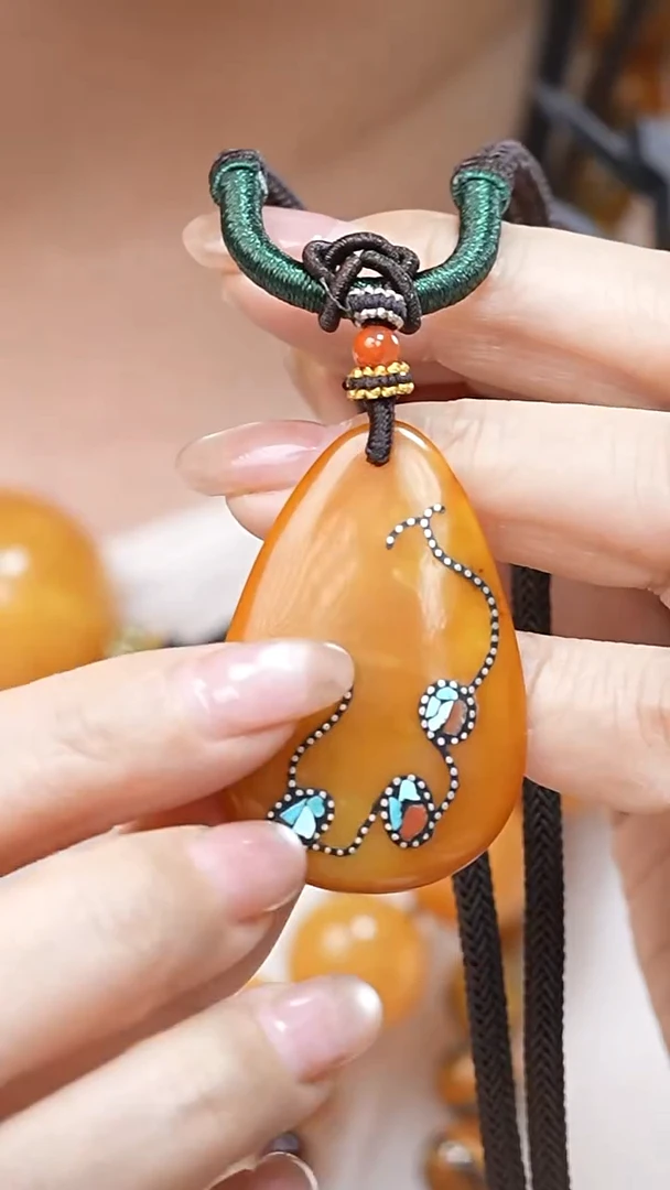 蜜蜡颈饰未镶嵌3265天然蜜蜡珠宝奇石云端妖孽妖花全部保真