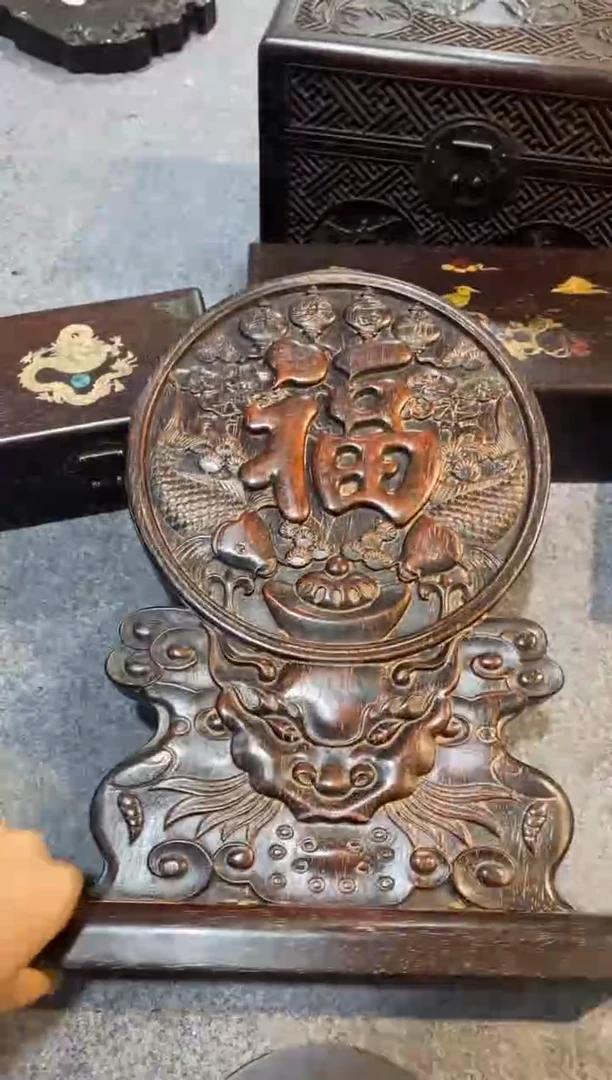 香榧木紫檀拆件雕刻板以直播间实物为准微瑕老物件