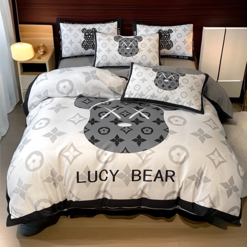 轻奢高级感丝滑冰丝四件套简约凉感被套床单床笠款床上用品四件套