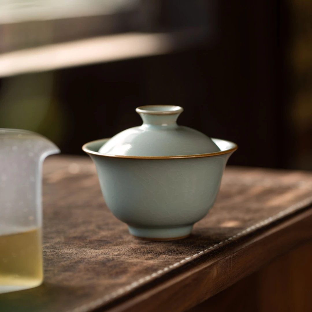 【问鼎】问鼎汝瓷/鼎峰系列/天青/酌泉二才盖碗