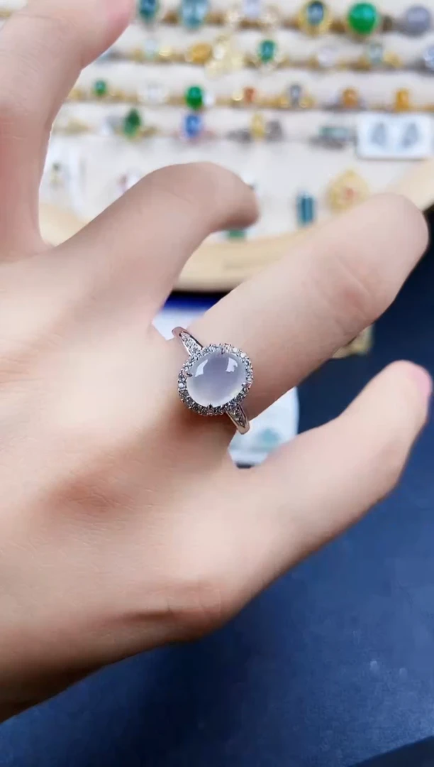 翡翠戒指银S925镶嵌46589