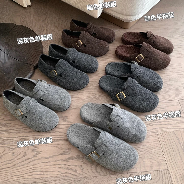 【sheii苏茵茵】两个版本~保暖内增高勃肯单鞋女包头半拖鞋E4422340