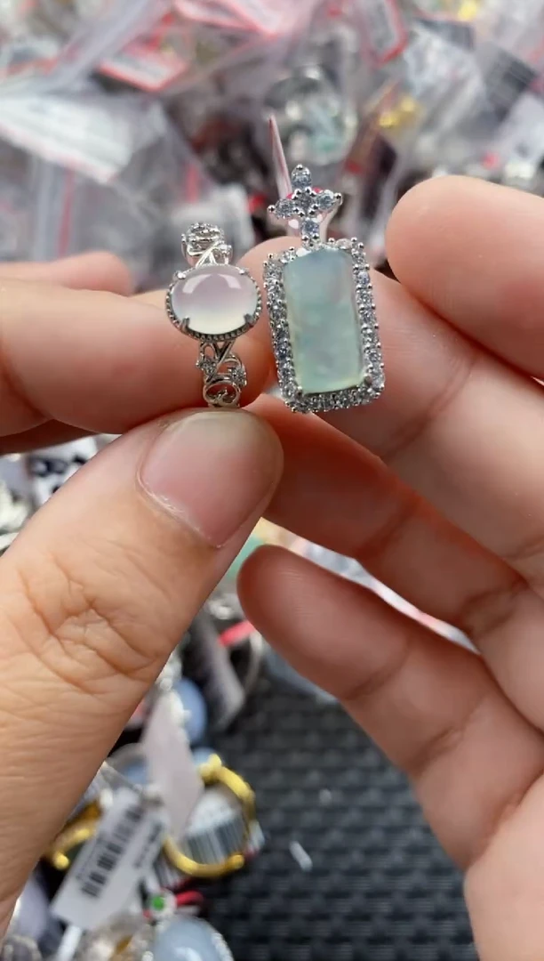 银S925镶嵌戒指翡翠111      7