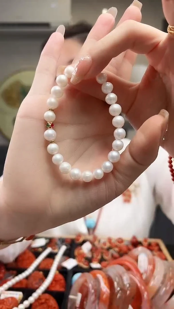未镶嵌手串淡水珍珠/18K金社会款/7.5mm+