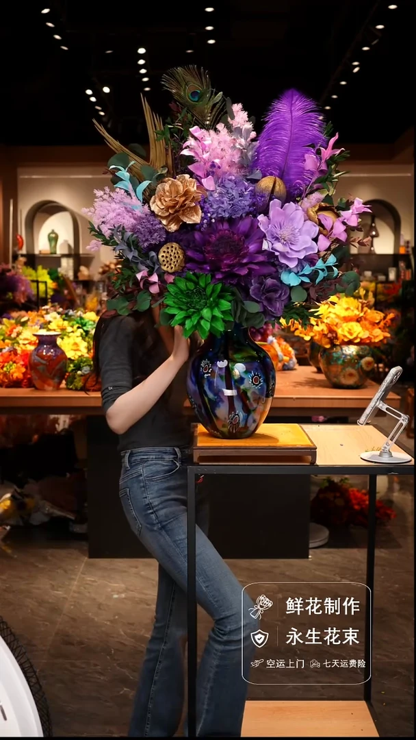 手工艺品琉璃手工花器花束空运包邮送货上门-以图片为准