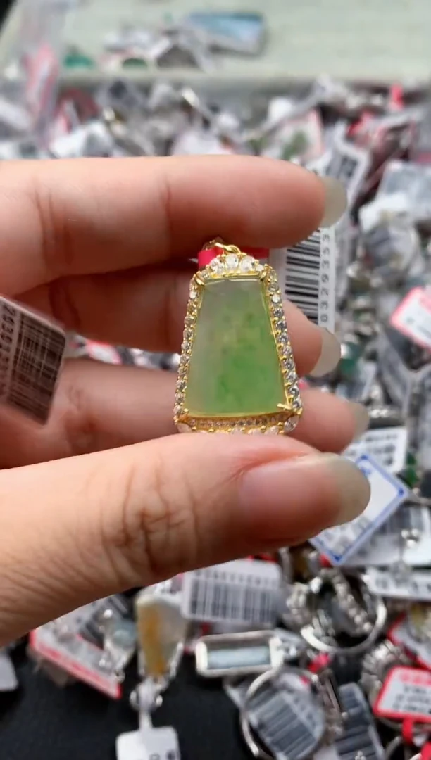 银S925镶嵌戒指翡翠天然A货缅甸翡翠