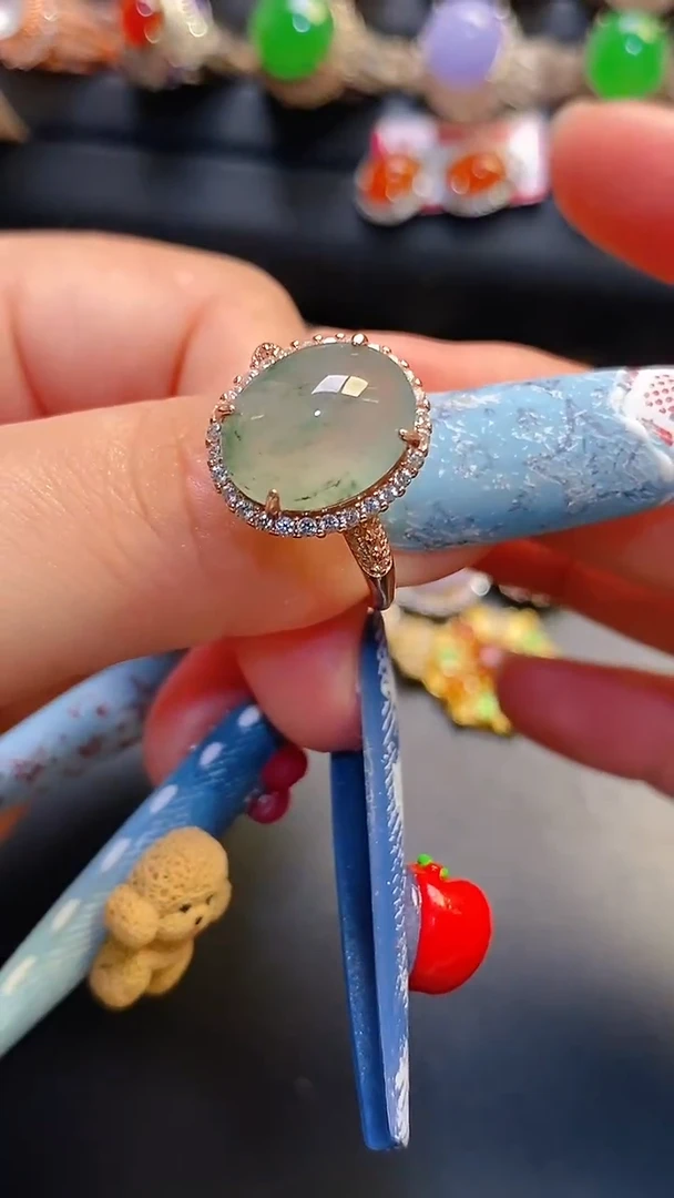 银S925镶嵌戒指翡翠天然