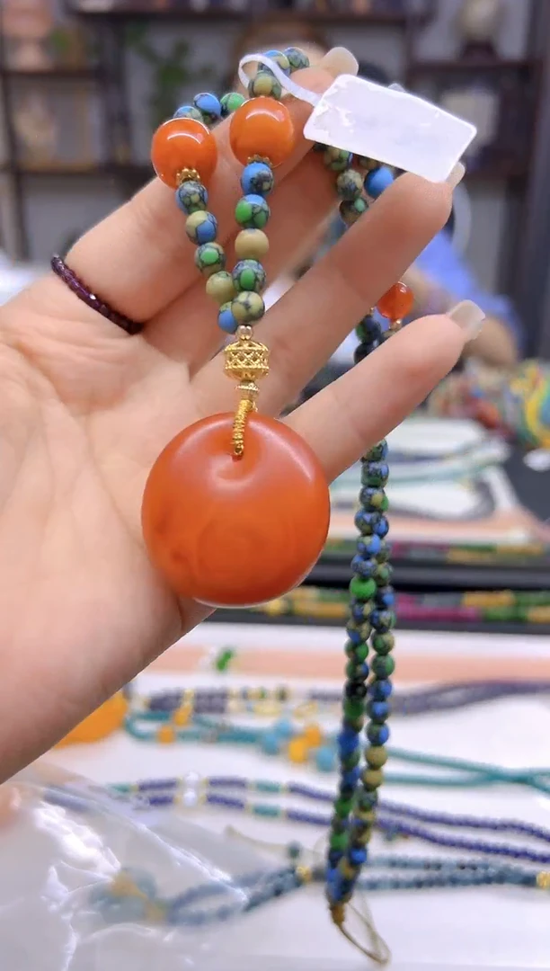 未镶嵌毛衣链蜜蜡DIY款M12