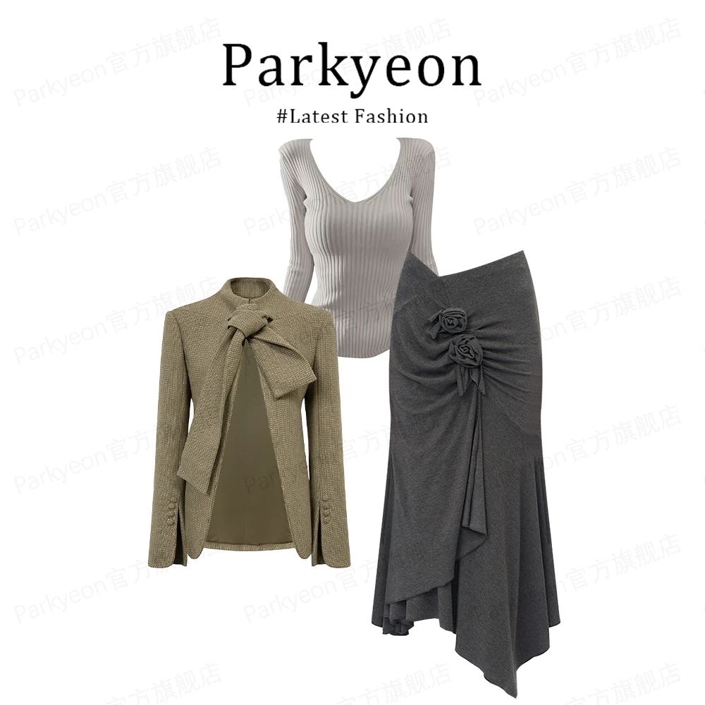 INS CEC韩系温柔设计感针织衫开衫内搭打底衫优雅半身裙气质套装