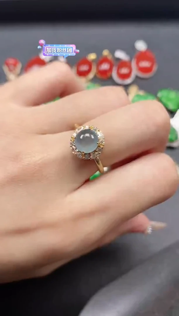 银S925镶嵌戒指翡翠5115