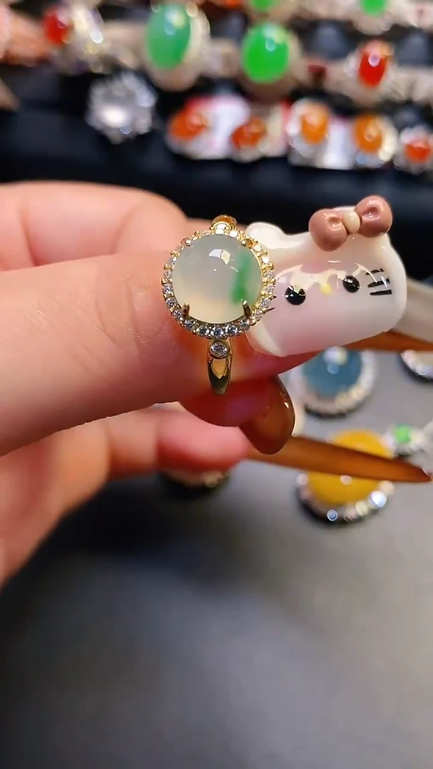 银S925镶嵌戒指翡翠天然