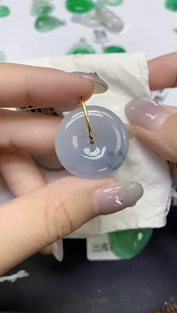 颈饰18K金镶嵌翡翠天然缅甸翡翠A货百元以上9元证书费自理