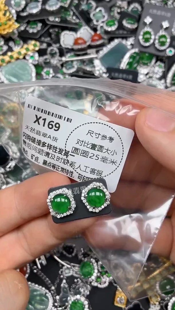 颈饰未镶嵌翡翠X169耳钉
