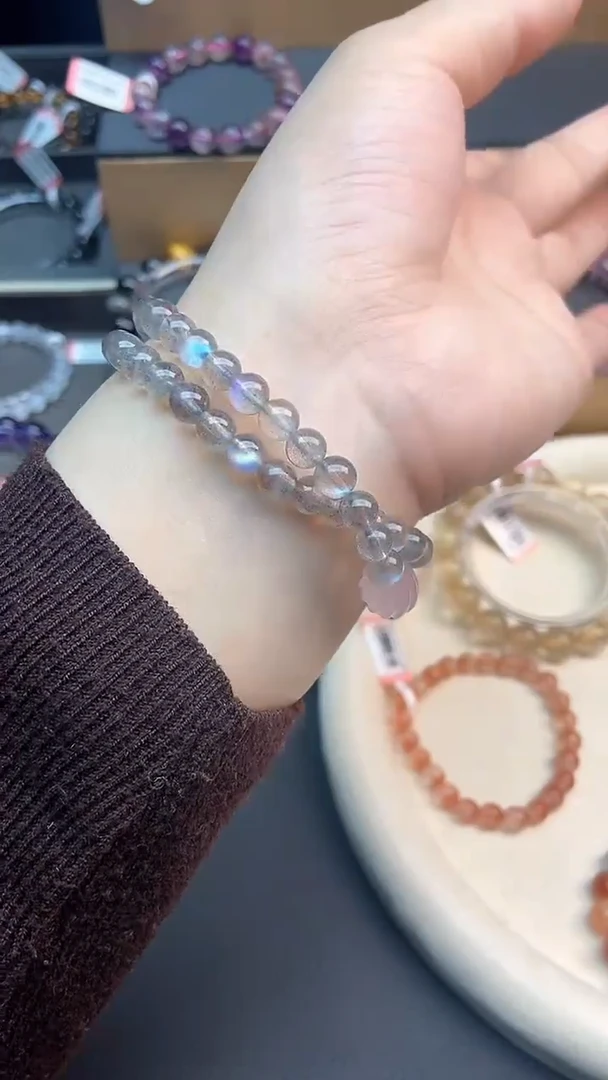 【闪购商品】长石多圈6MM多圈未镶嵌灰月光手链