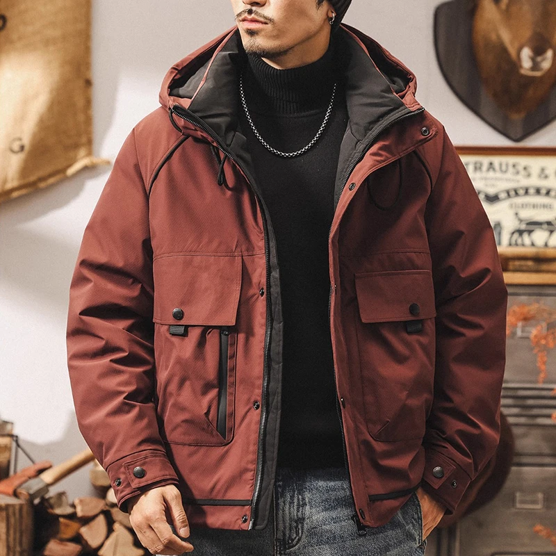 MR.MUDI/穆迪先生美式高充绒工装羽绒服男士冬季户外加厚连帽外套