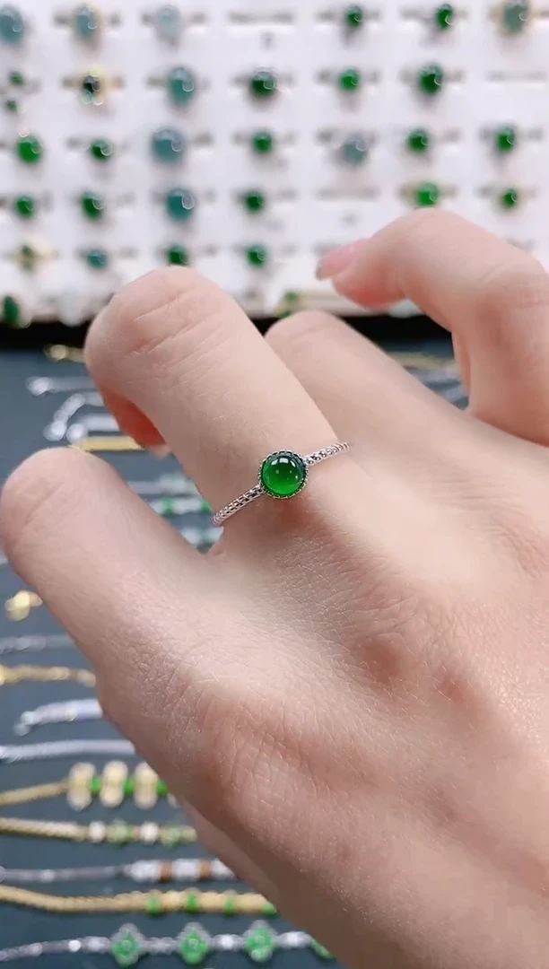 【闪购商品】翡翠戒指银S925镶嵌天然翡翠