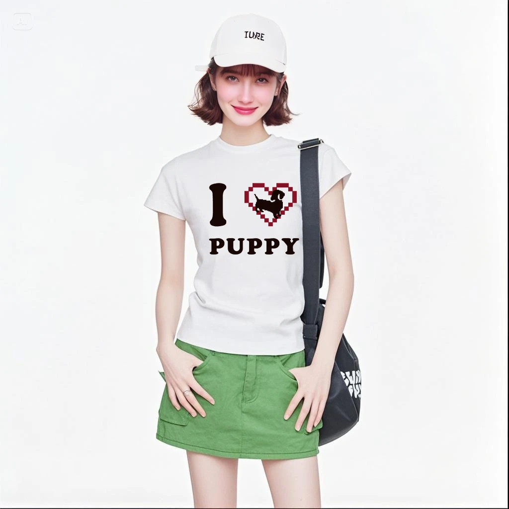 复古港风印花短袖圆领字母T恤短款情侣职场休闲风