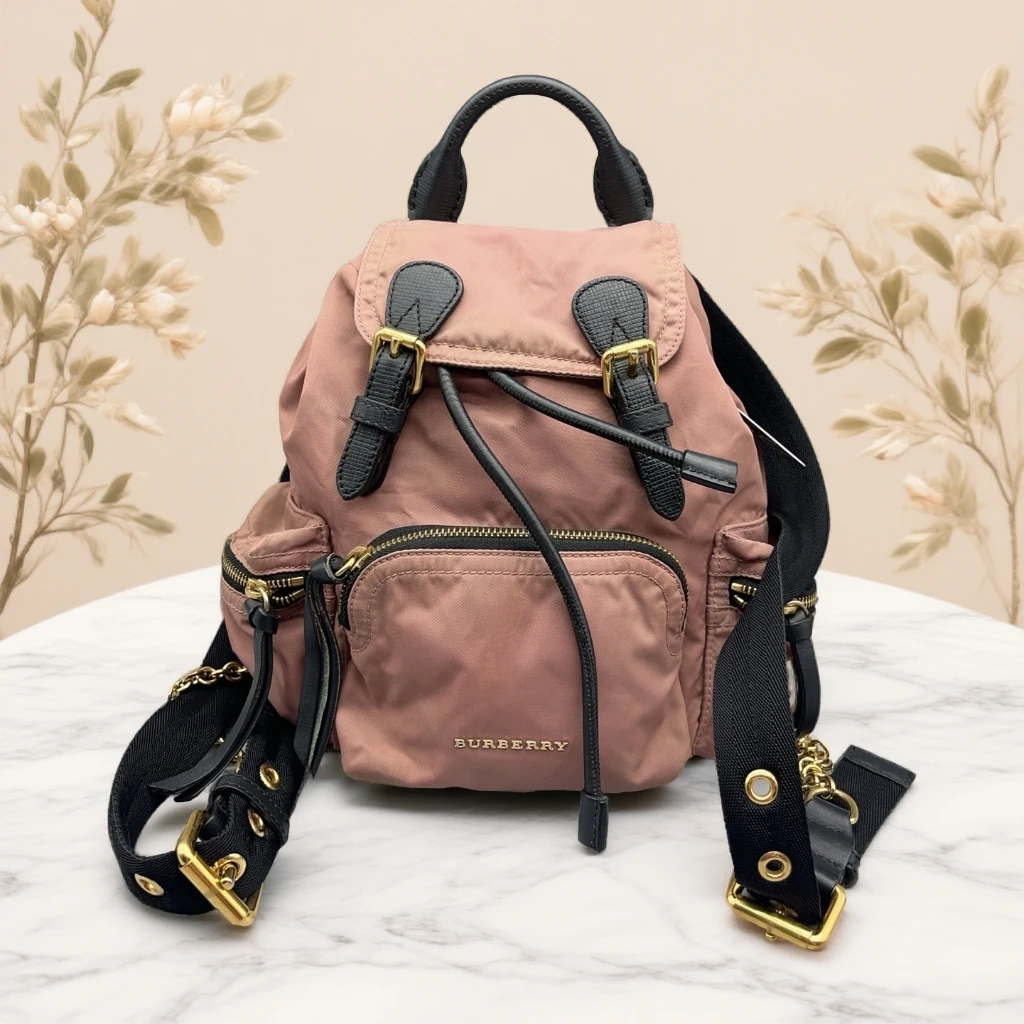 95新 BURBERRY/博柏利 粉色双肩包 1622 1528