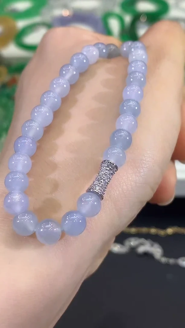 未镶嵌手串翡翠B22 紫货有色差