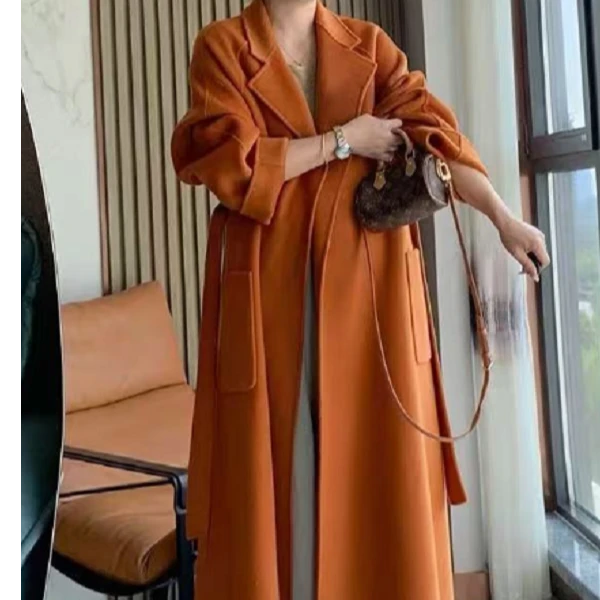 双面毛呢大衣女2024秋冬季新款中长款过膝