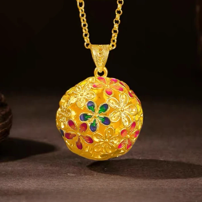 【瑶瑶专享】足金999投资金镂空国潮宫廷花球 (赠合金链) HJD698