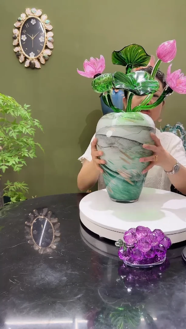 琉璃荷塘月色，花瓶+荷花套餐