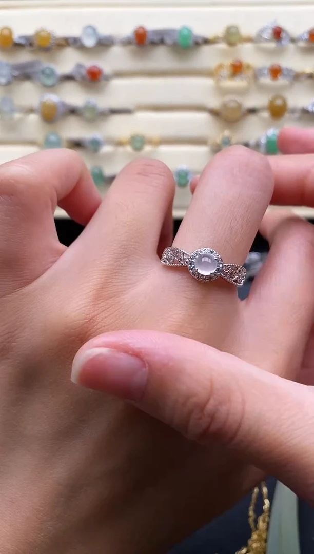 银S925镶嵌戒指翡翠222222+10