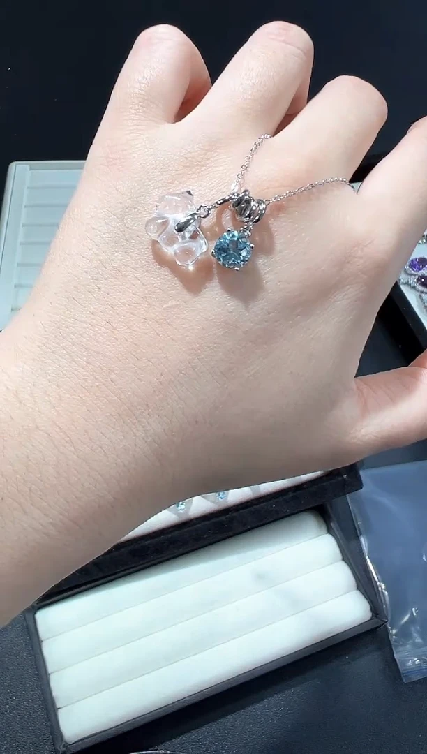 项链银S925镶嵌托帕石32b多样性发其一【1条】