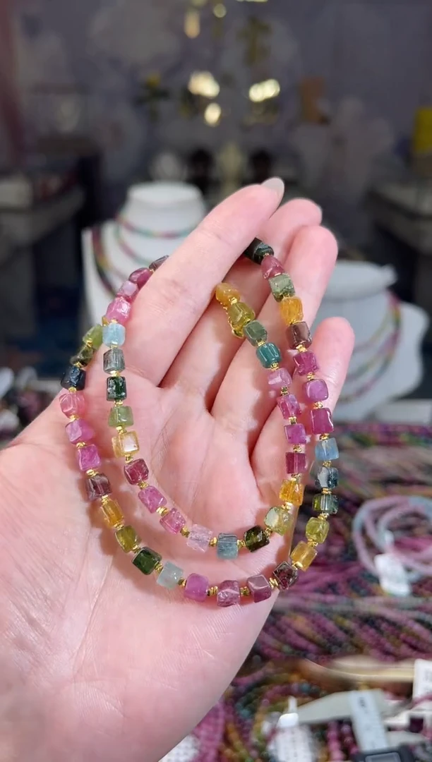 /未镶嵌碧玺碧玺方糖项链多样性发货