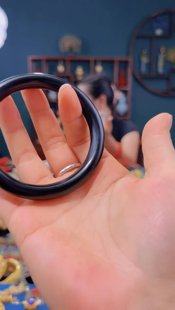 非遗技艺 大漆铜手镯 黑色59