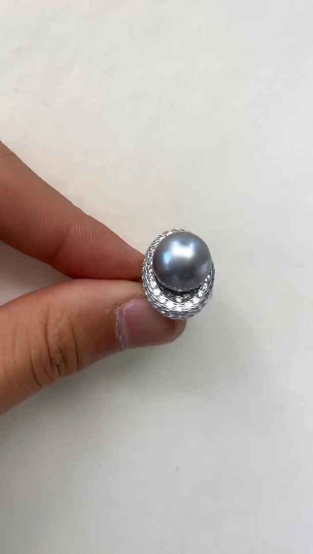 银S925镶嵌戒指海水珍珠11.5