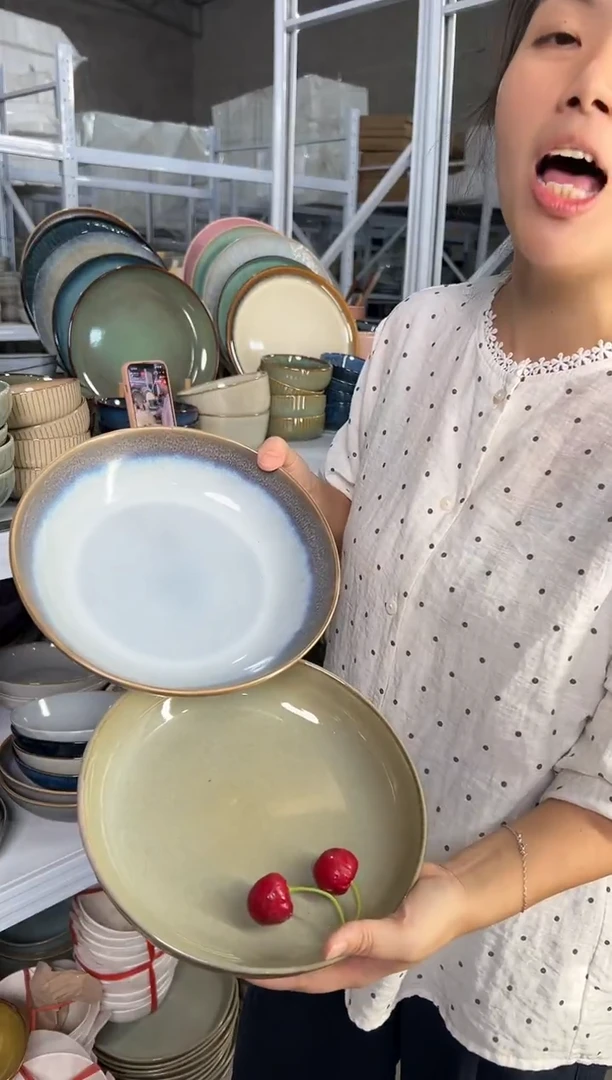 陶瓷外贸尾货瑕疵满20包邮X2深盘