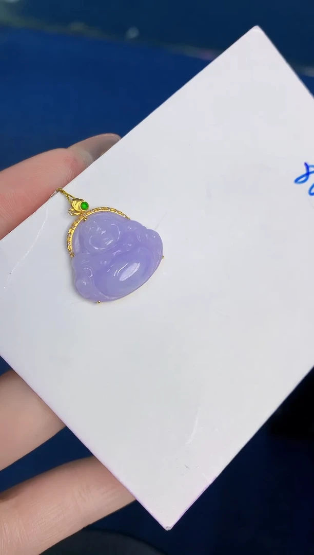 颈饰18K金镶嵌翡翠缅甸天然翡翠A货